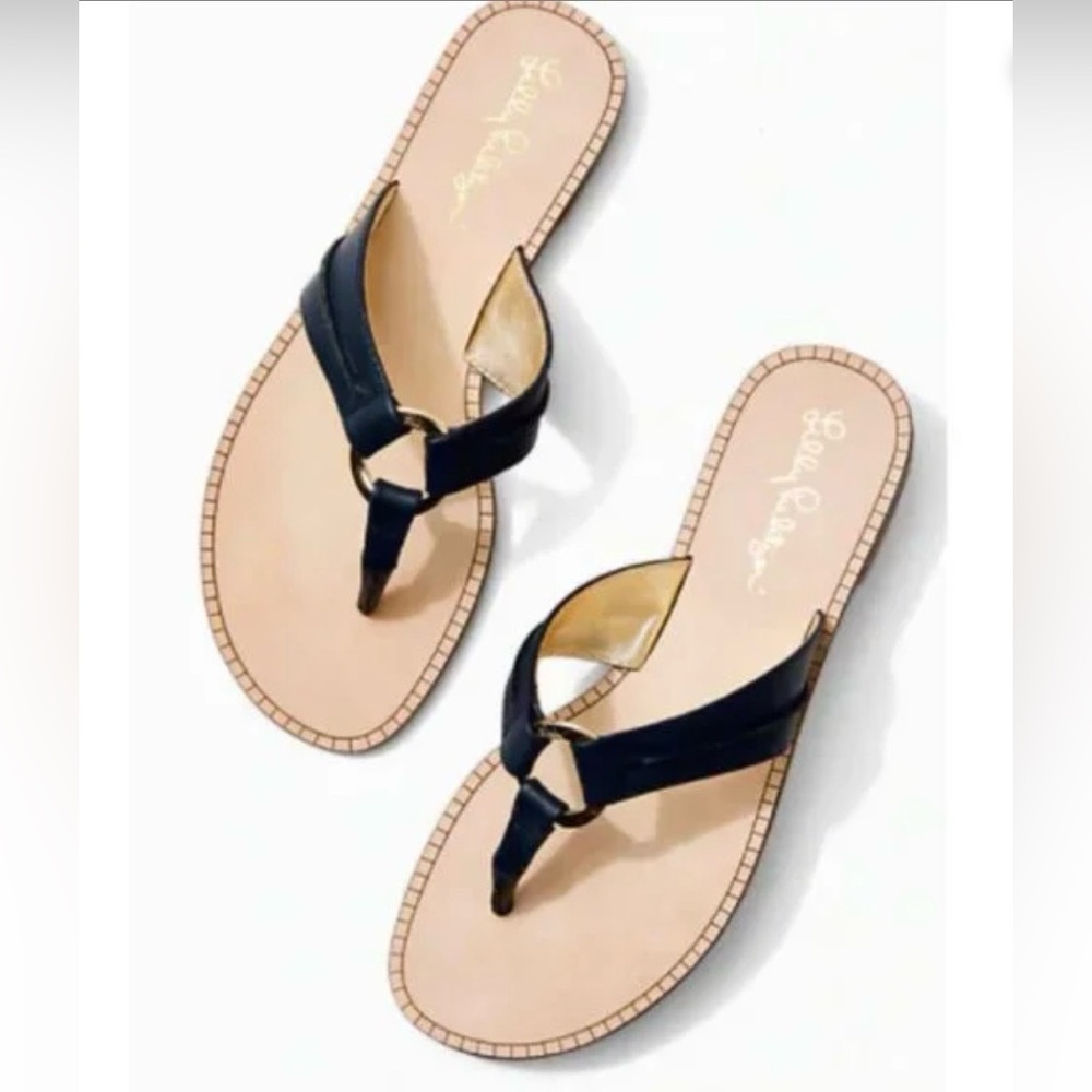Lilly Pulitzer | Patent Navy Leather Sandals | Size 9.5